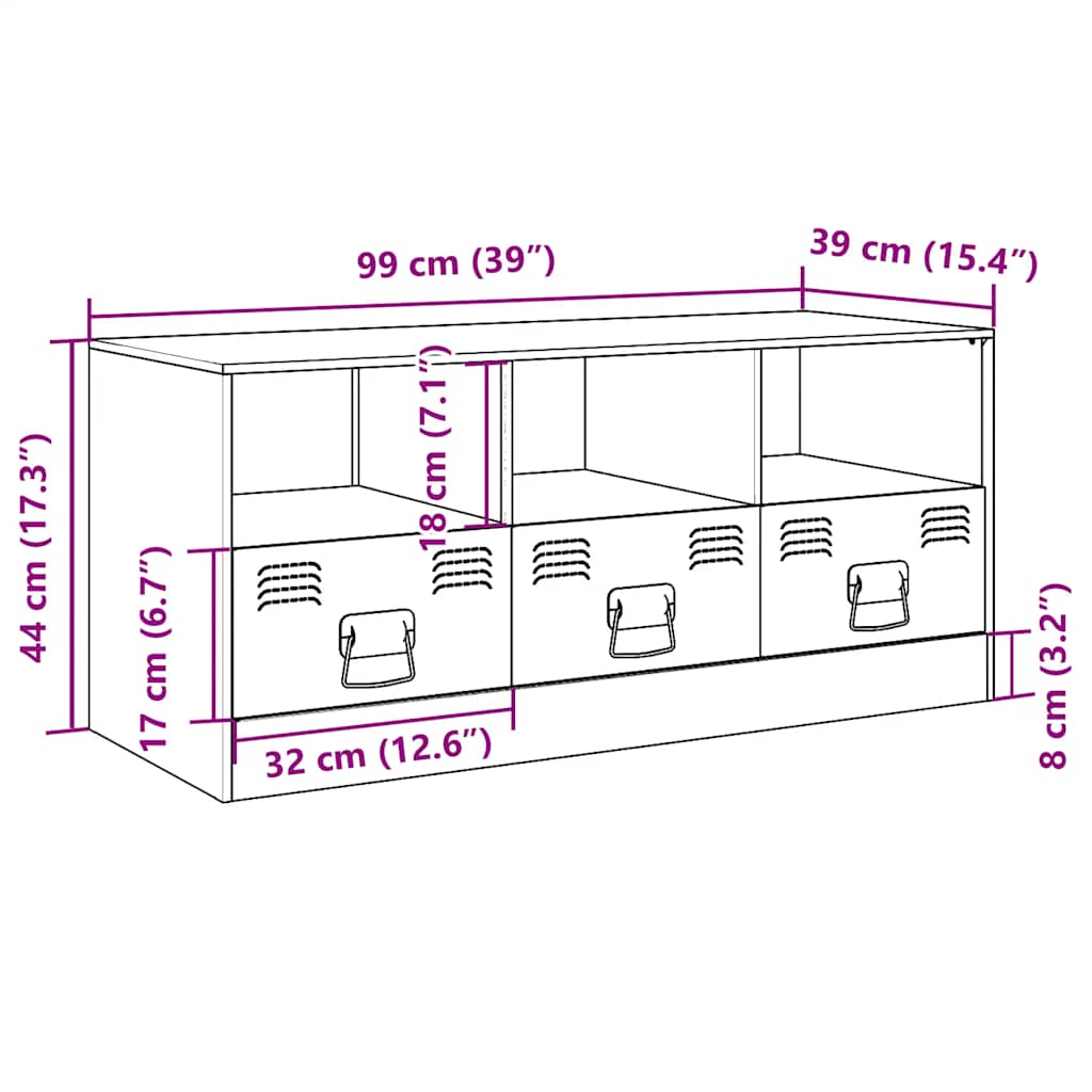 Móvel de TV 99x39x44 aço rosa