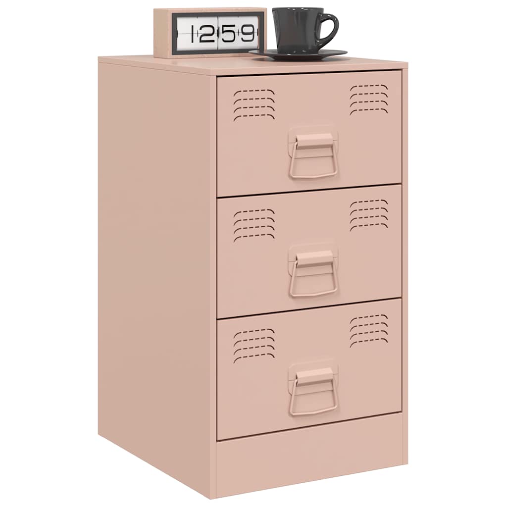 Mesas de cabeceira 2 pcs 34,5x39x62 cm aço rosa