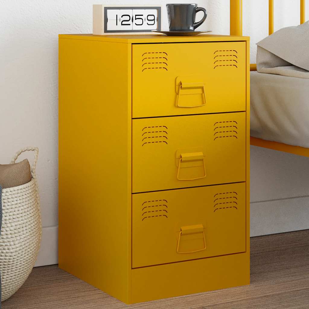 Mesa de cabeceira 34,5x39x62 cm aço amarelo mostarda