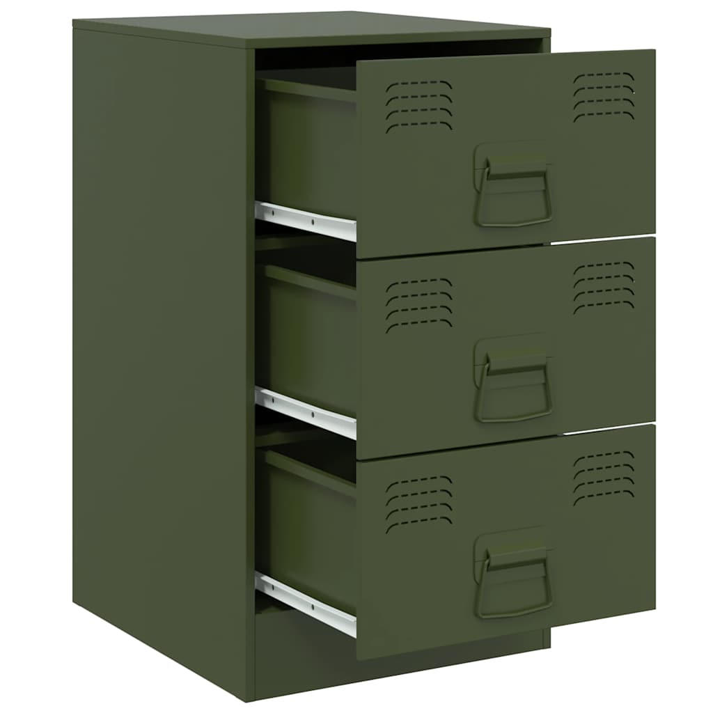 Mesas de cabeceira 2 pcs 34,5x39x62 cm aço verde azeitona