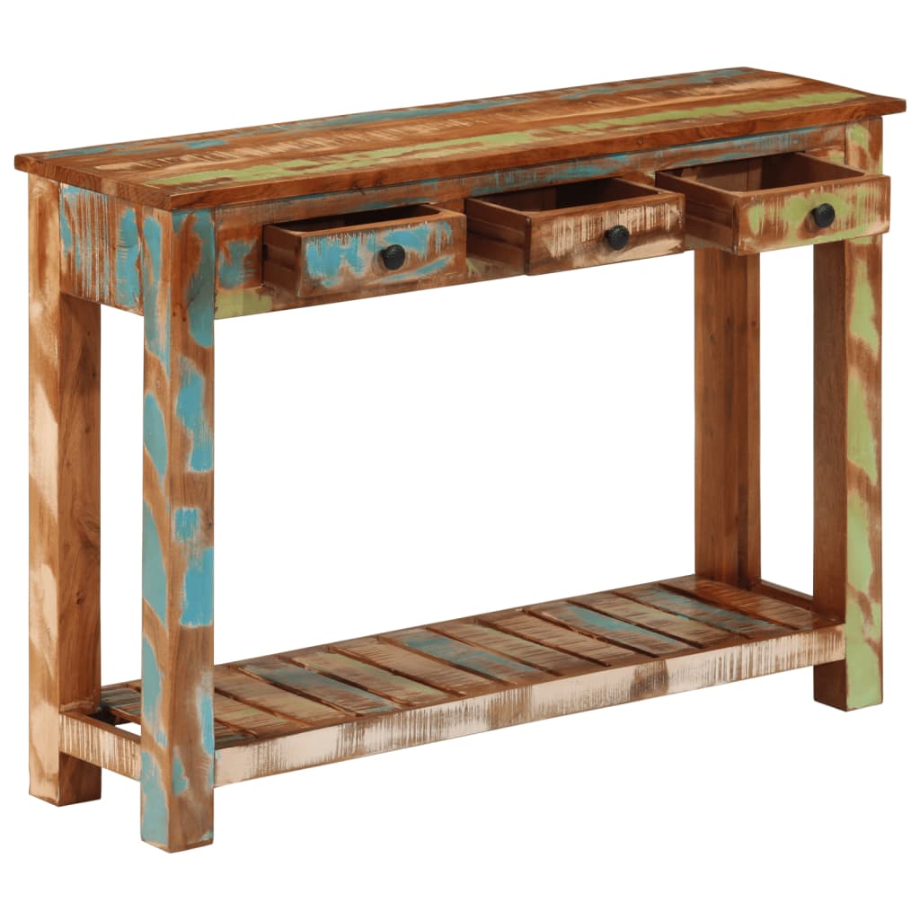 Mesa consola 110x30x76 cm madeira recuperada maciça