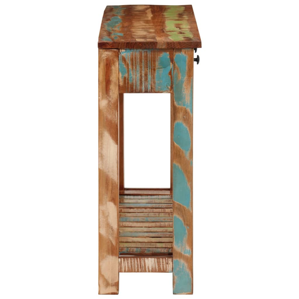 Mesa consola 110x30x76 cm madeira recuperada maciça
