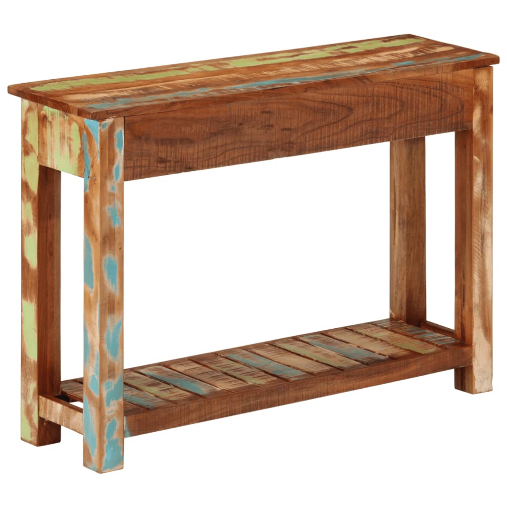 Mesa consola 110x30x76 cm madeira recuperada maciça
