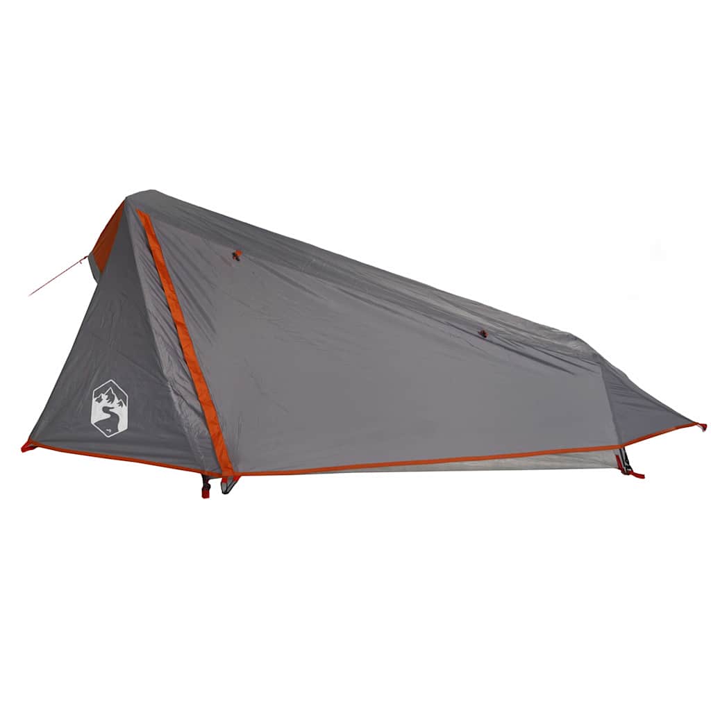 Tenda de campismo túnel p/ 1 pessoa impermeável cinza/laranja