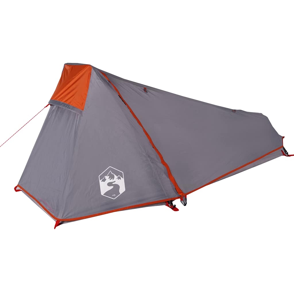 Tenda de campismo túnel p/ 1 pessoa impermeável cinza/laranja
