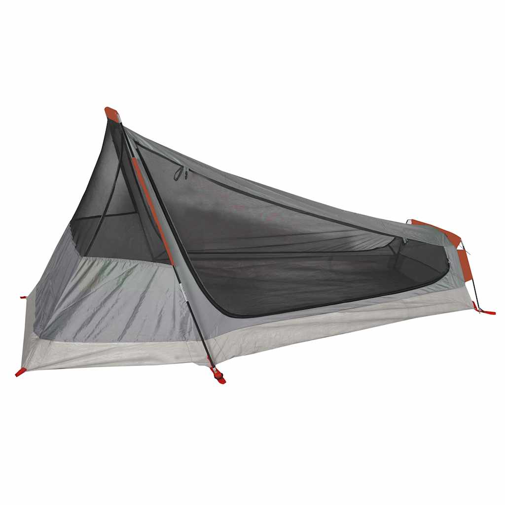 Tenda de campismo túnel p/ 1 pessoa impermeável cinza/laranja