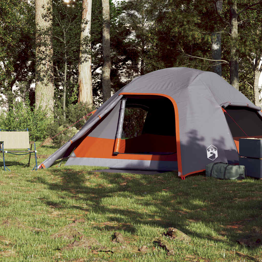 Tenda de campismo cúpula para 4 pessoas impermeável cinza