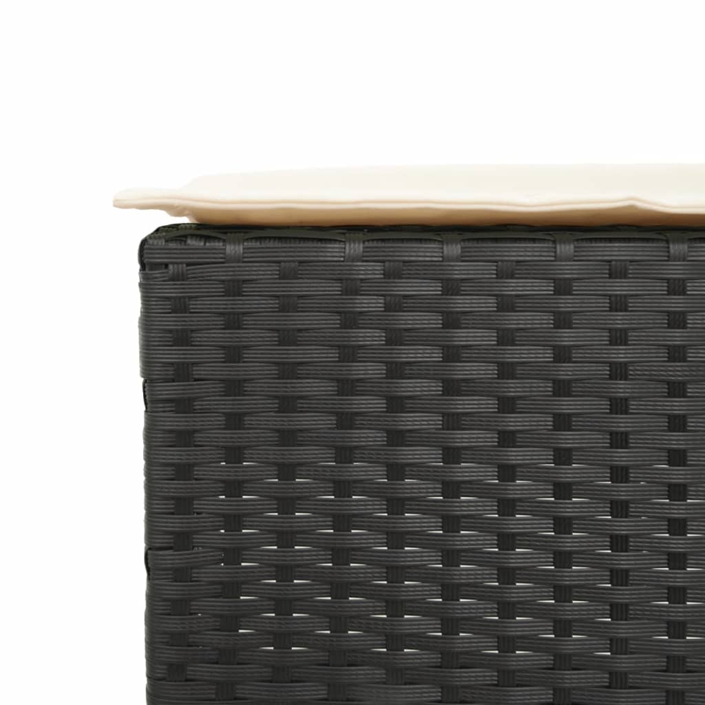 Bancos de bar com almofadões para jardim 2 pcs vime PE preto