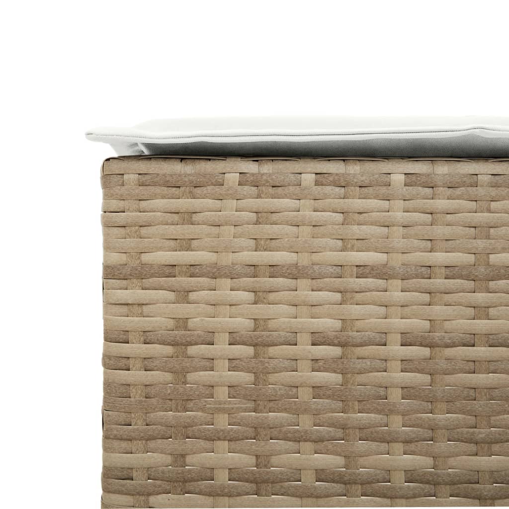 Bancos de bar com almofadões para jardim 2 pcs vime PE bege