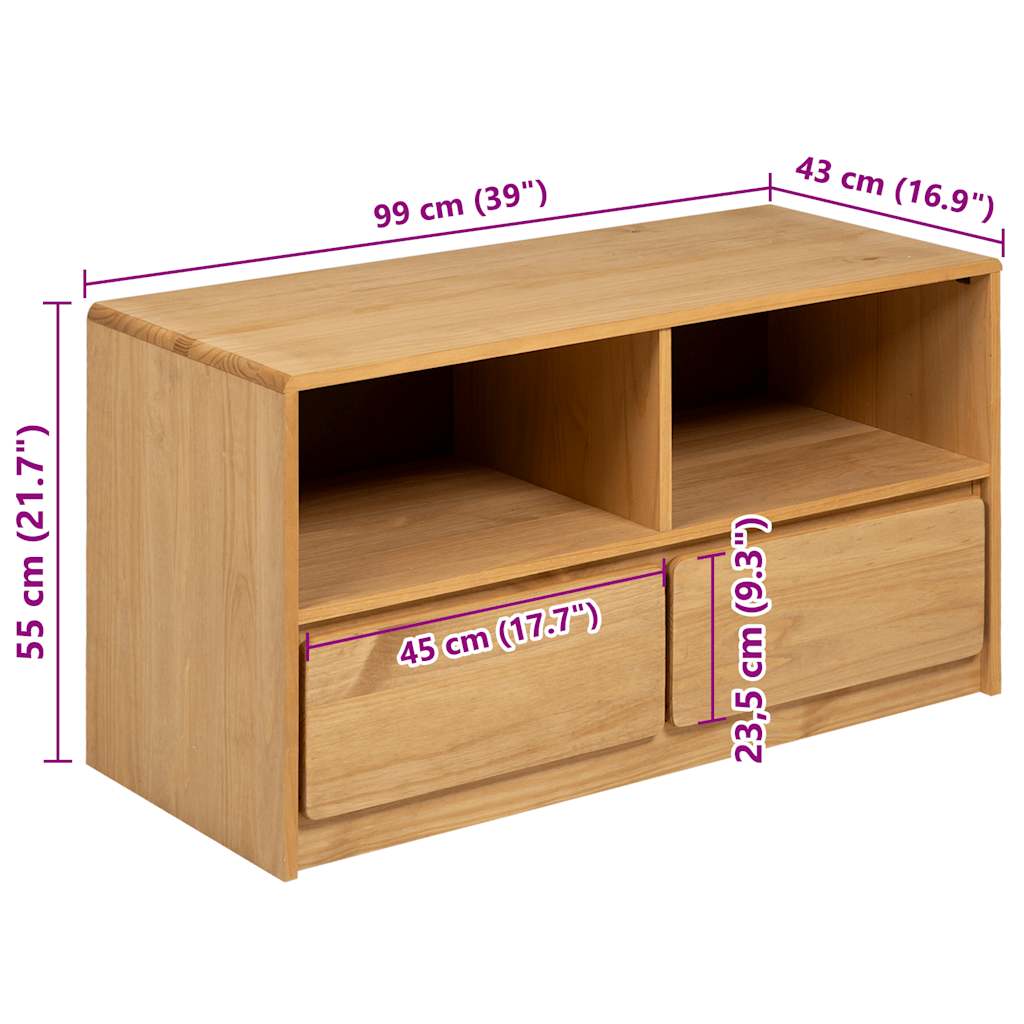 Móvel de TV SAUDA 99x43x55 cm madeira pinho maciça cor carvalho