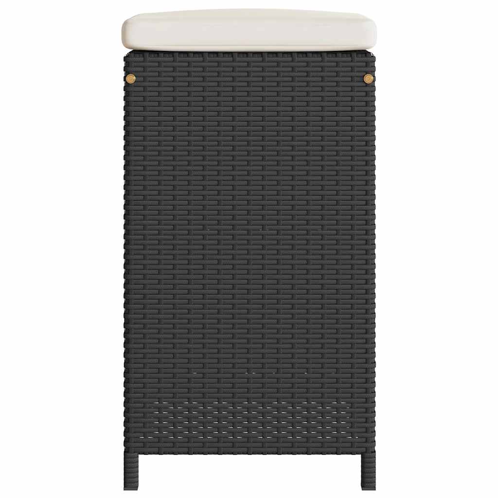 Bancos de bar com almofadões para jardim 6 pcs vime PE preto