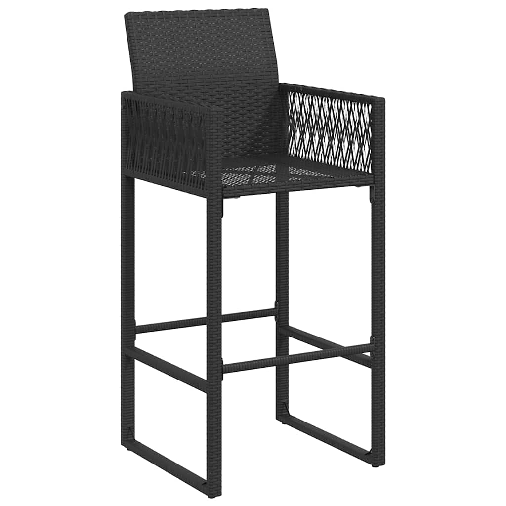 Bancos de bar para jardim 2 pcs vime PE preto