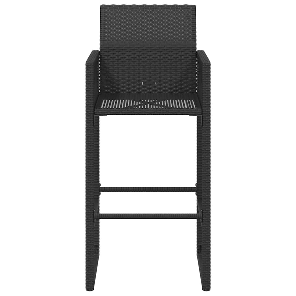 Bancos de bar para jardim 2 pcs vime PE preto