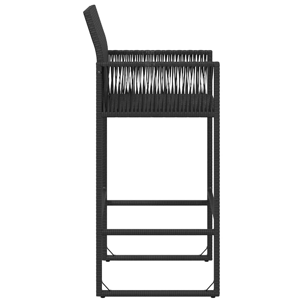 Bancos de bar para jardim 2 pcs vime PE preto