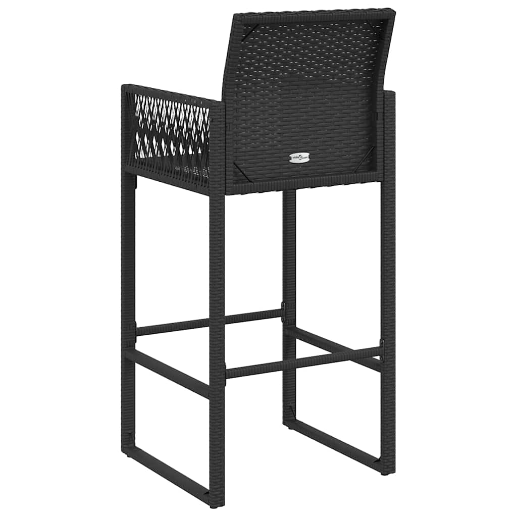 Bancos de bar para jardim 2 pcs vime PE preto