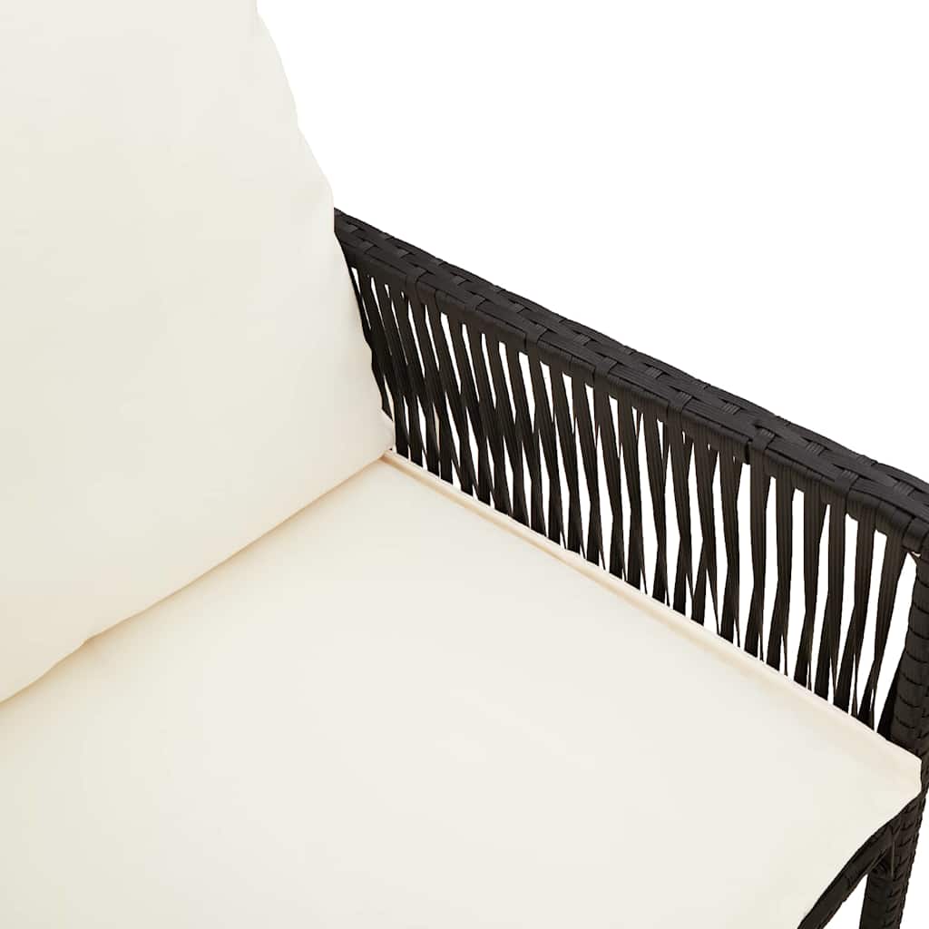 Bancos de bar com almofadões para jardim 2 pcs vime PE preto