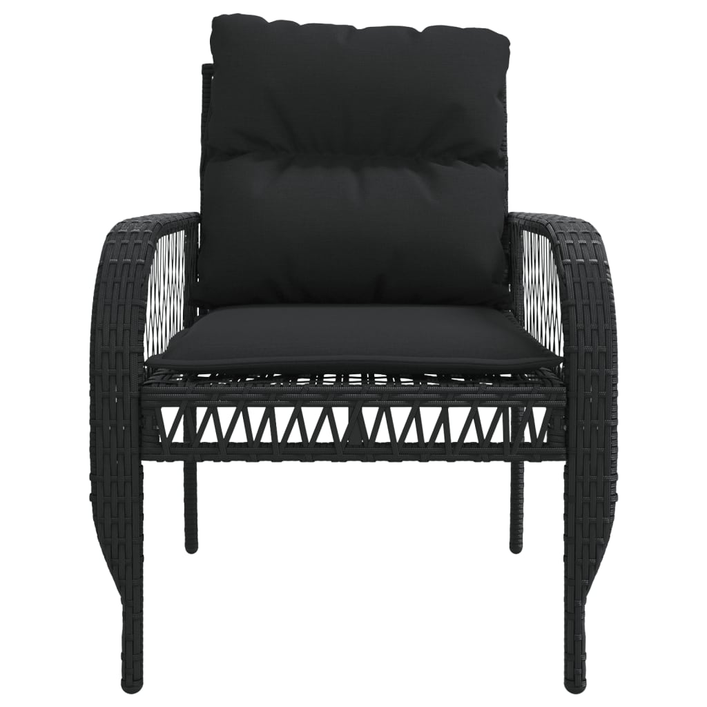 4 pcs conjunto de sofás para jardim c/ almofadões vime PE preto