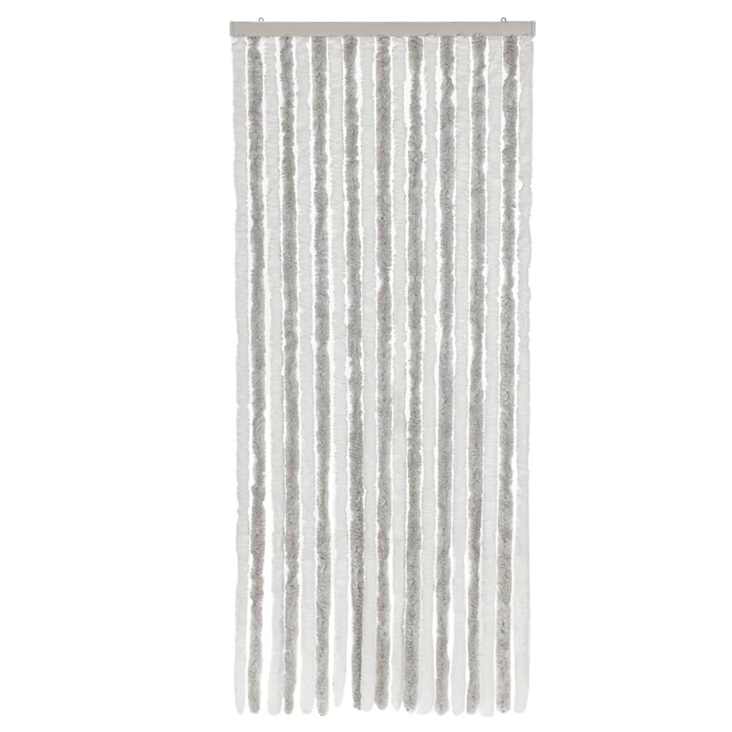 Cortina anti-insetos 56x185 cm chenille cinzento e branco