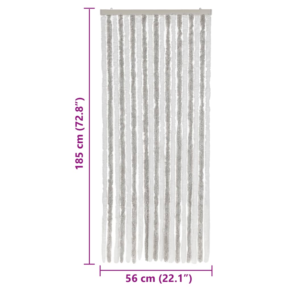 Cortina anti-insetos 56x185 cm chenille cinzento e branco