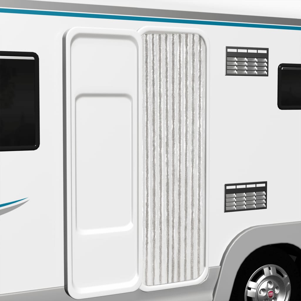 Cortina anti-insetos 56x185 cm chenille cinzento e branco