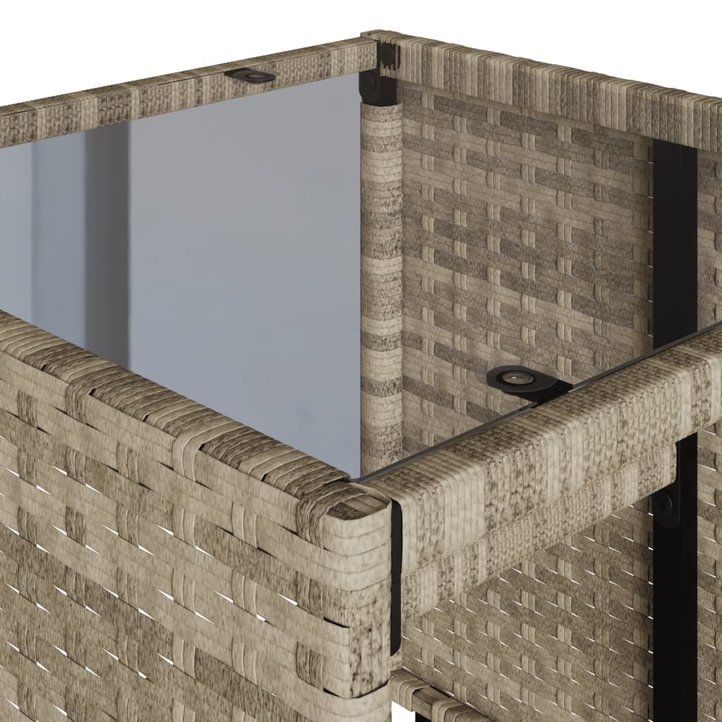 4 pcs conj. sofás jardim c/ almofadões vime PE cinzento-claro