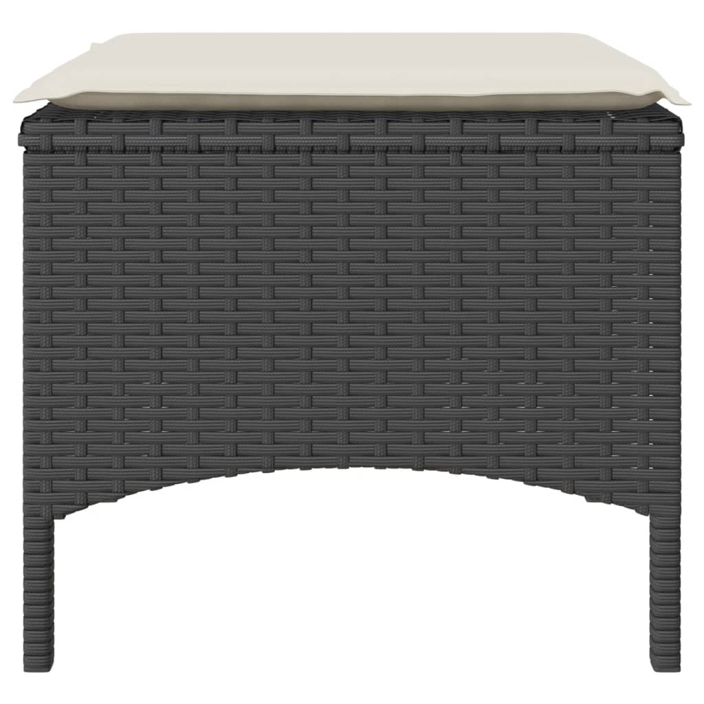 Sofá de jardim de 2 lugares com mesa e bancos vime PE preto