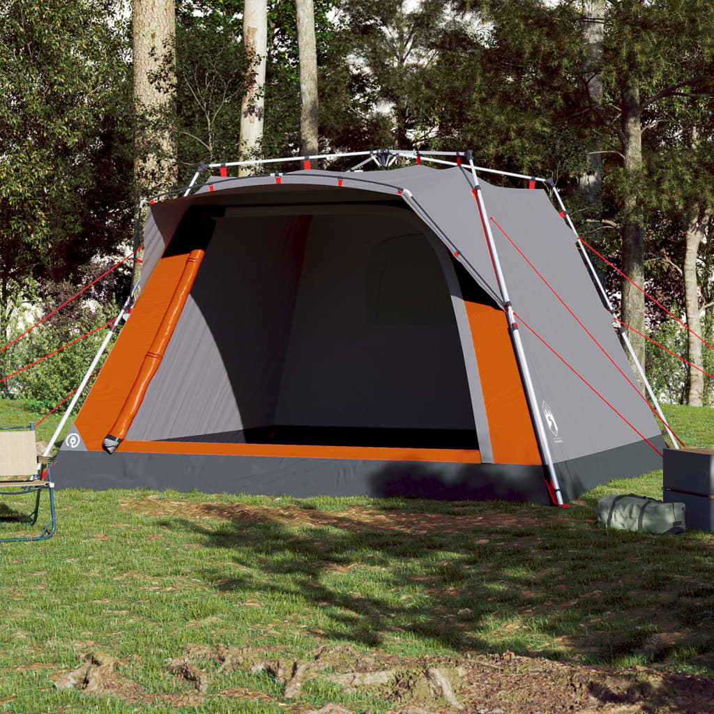Tenda campismo cabana 4 pessoas libertação rápida cinza/laranja