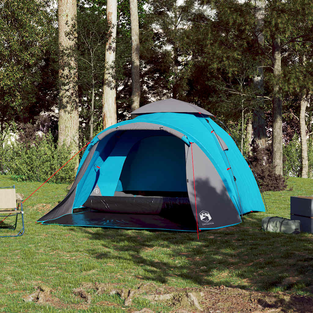 Tenda de campismo cúpula para 3 pessoas libertação rápida azul