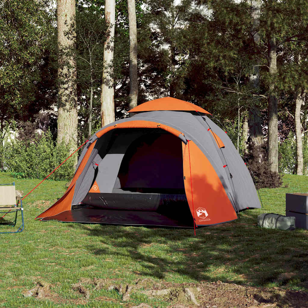 Tenda campismo cúpula 3 pessoas libertação rápida cinza/laranja