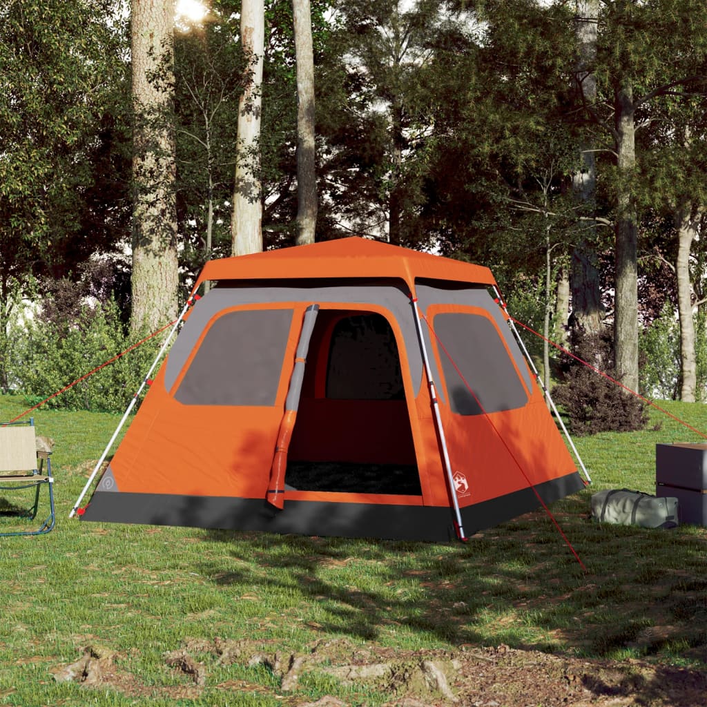 Tenda campismo cúpula 4 pessoas libertação rápida cinza/laranja