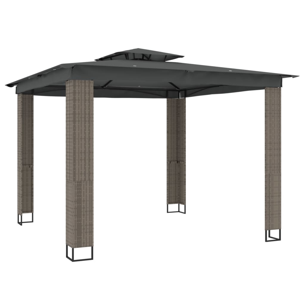 Gazebo com telhado duplo 2,94x2,94 m aço antracite