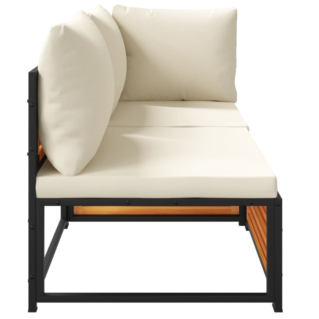 Sofá de 2 lugares para jardim com almofadões acácia maciça