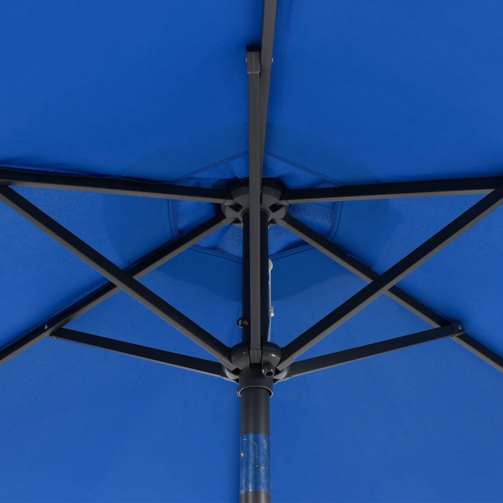 Guarda-sol jardim c/LEDs e poste aço 225x225x212 cm azul-ciano