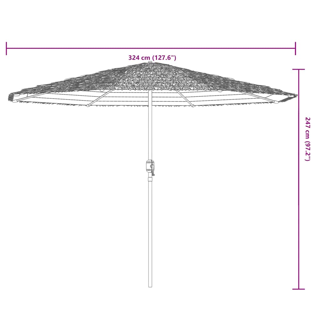 Guarda-sol de jardim com poste de aço 324x324x247 cm castanho