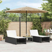 Guarda-sol de jardim com poste de aço 324x324x247 cm castanho