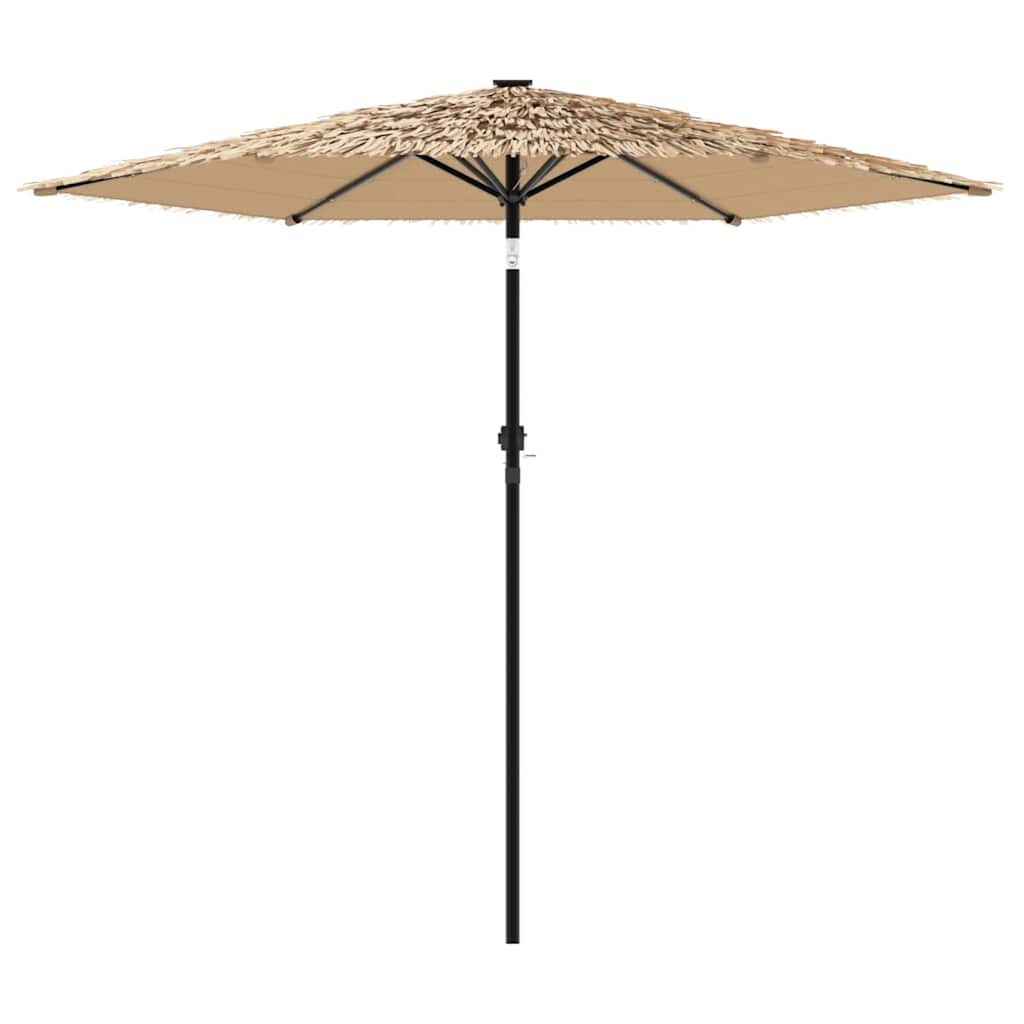 Guarda-sol c/ luzes LED e poste de aço 223x223x213 cm castanho