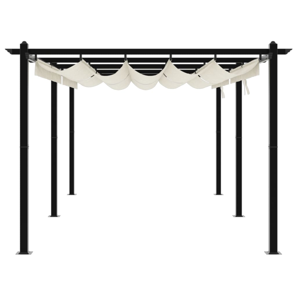 Gazebo de jardim com teto retrátil 3x6 m alumínio creme