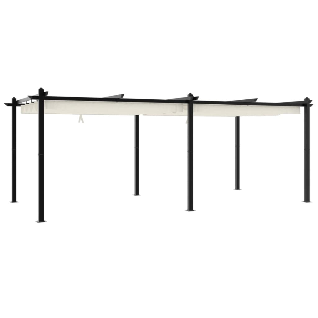 Gazebo de jardim com teto retrátil 3x6 m alumínio creme