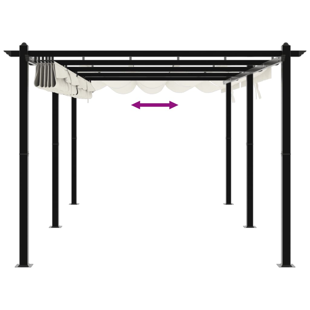 Gazebo de jardim com teto retrátil 3x6 m alumínio creme
