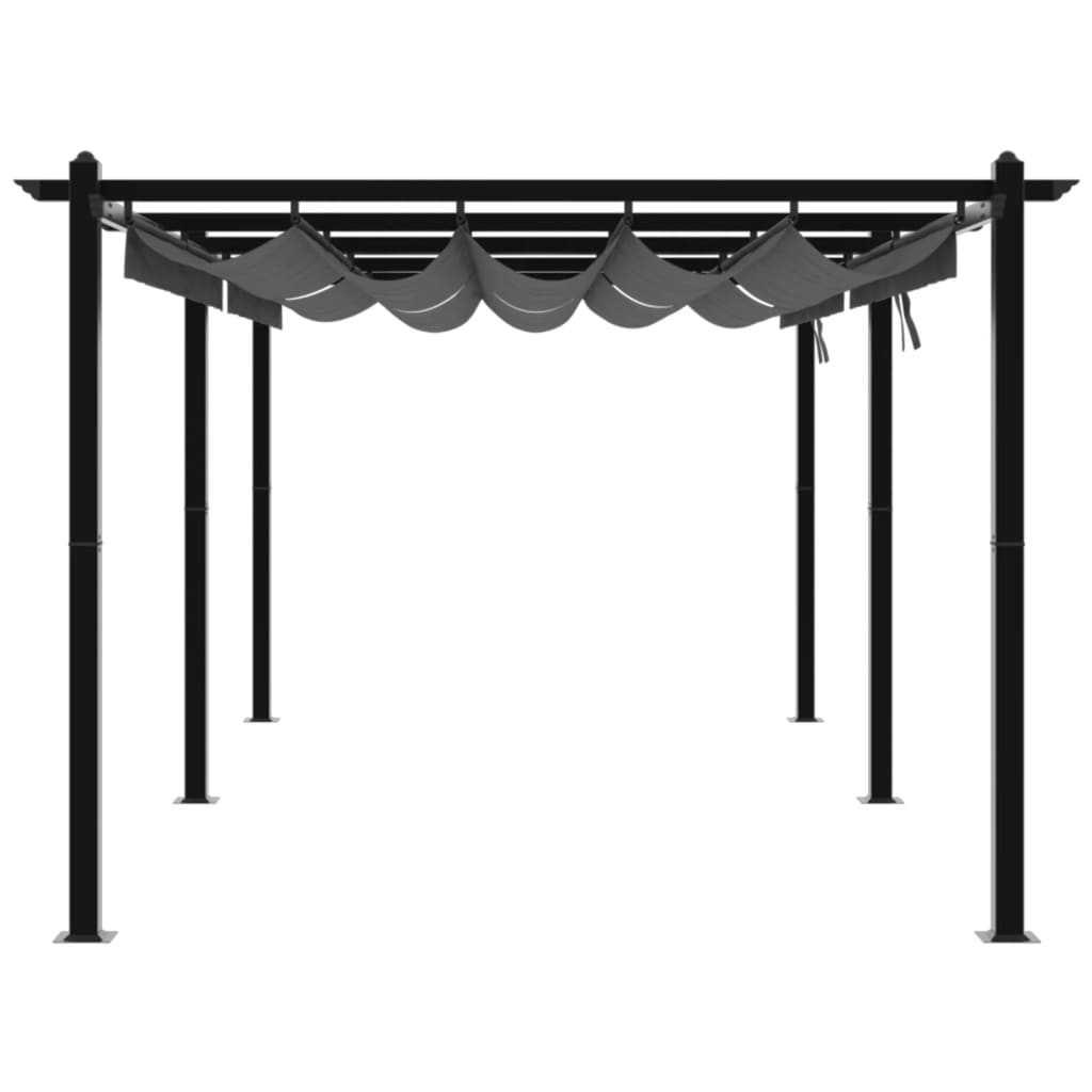 Gazebo de jardim com teto retrátil 3x6 m alumínio antracite