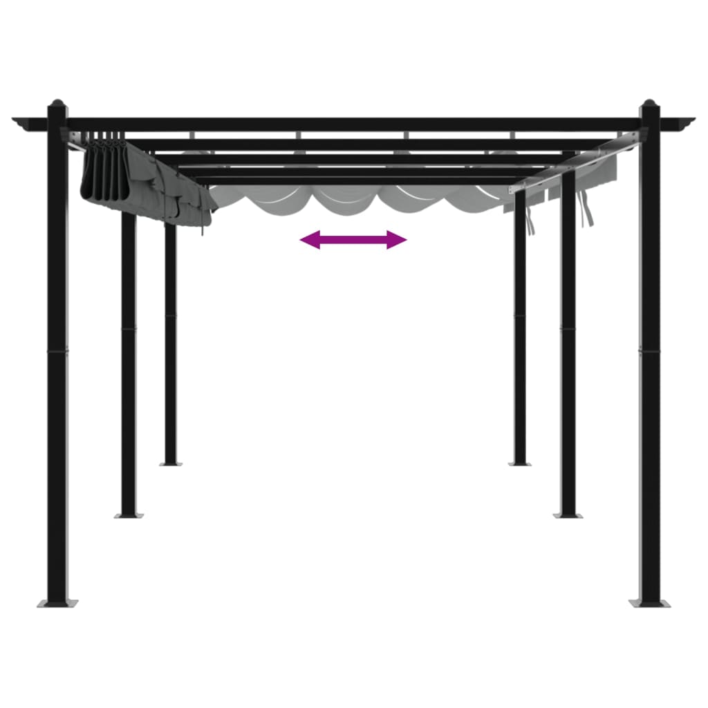 Gazebo de jardim com teto retrátil 3x6 m alumínio antracite