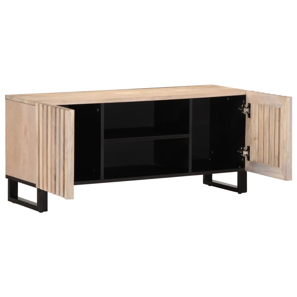 Móvel de TV 105x34x46 cm madeira de mangueira maciça branco