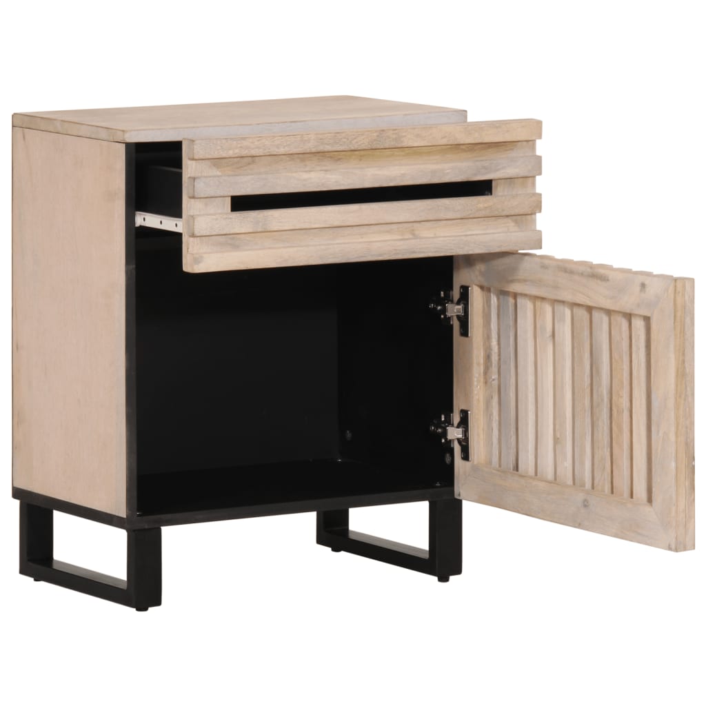 Mesa de cabeceira 50x34x60cm madeira de mangueira maciça branco