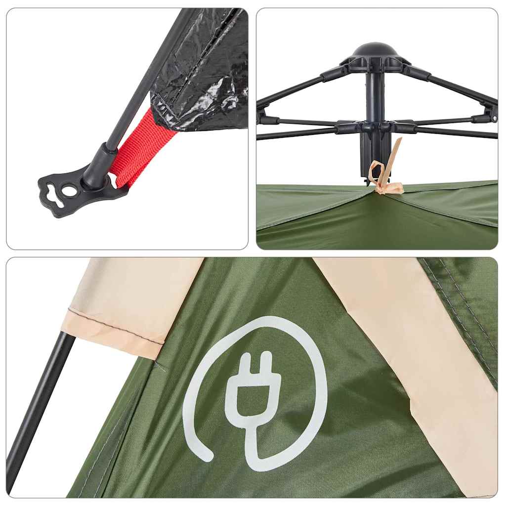 Tenda de campismo para 4 pessoas libertação rápida verde