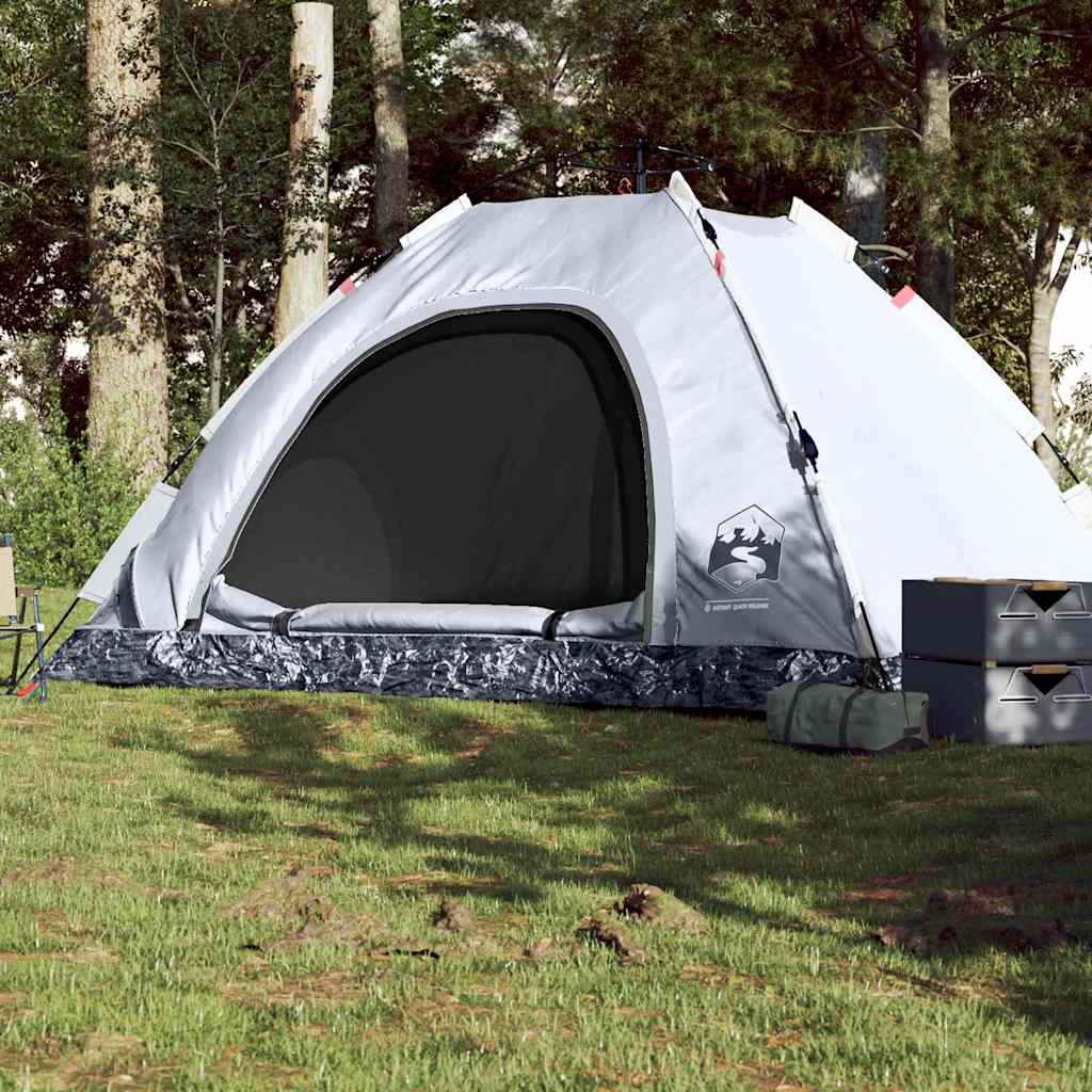 Tenda campismo p/ 5 pessoas opaca libertação rápida branco