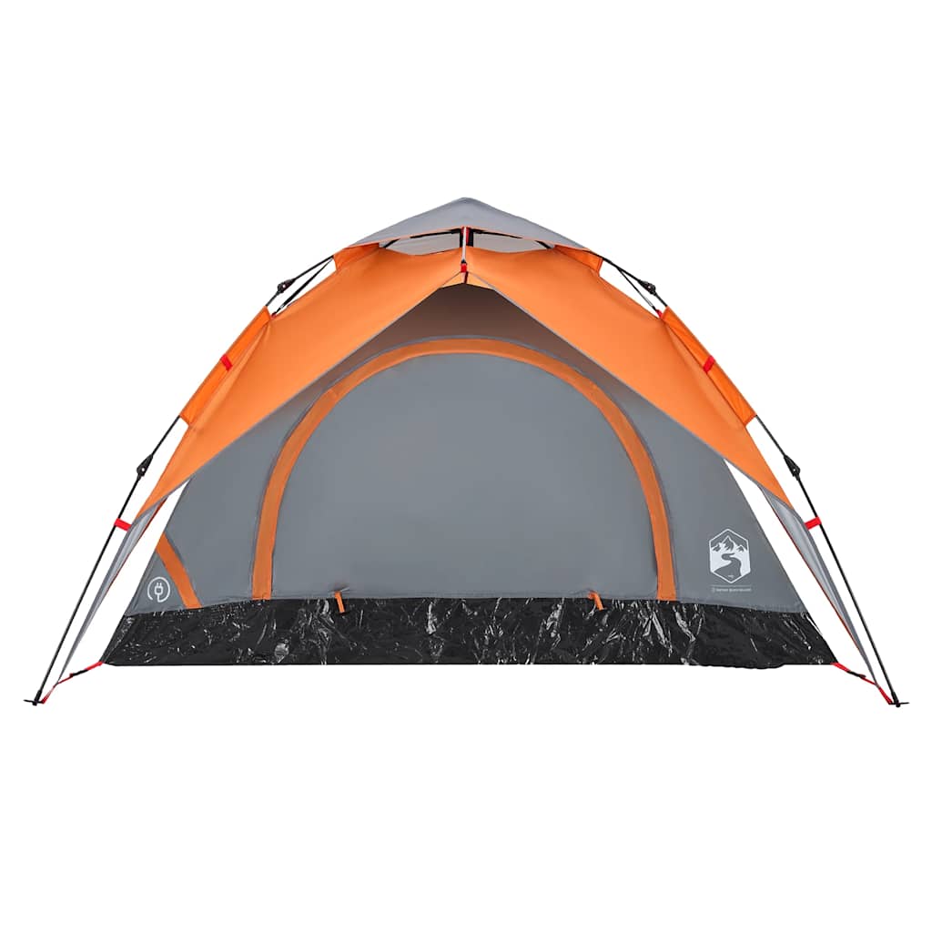 Tenda campismo cúpula 3 pessoas libertação rápida cinza/laranja