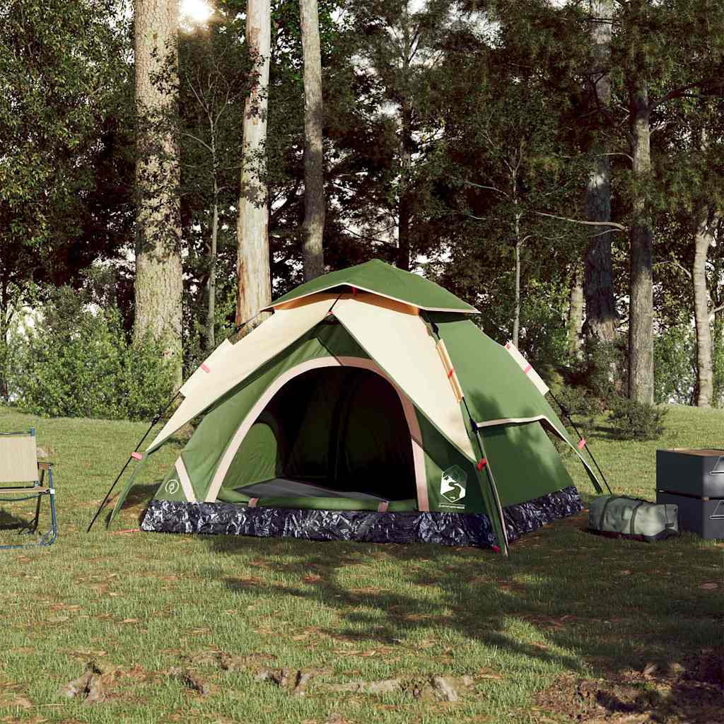 Tenda de campismo cúpula para 4 pessoas libertação rápida verde