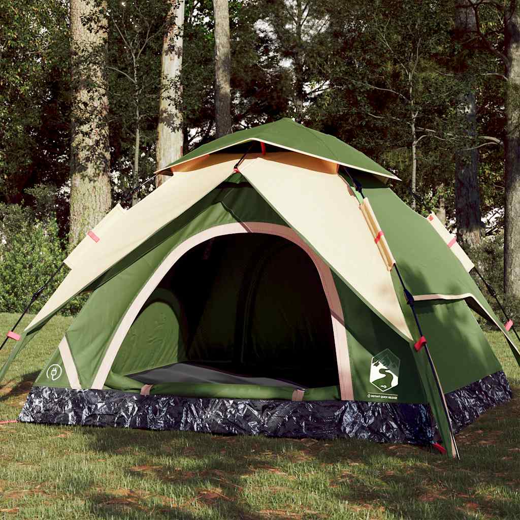 Tenda de campismo cúpula para 4 pessoas libertação rápida verde
