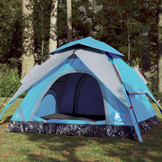 Tenda de campismo cúpula para 4 pessoas libertação rápida azul