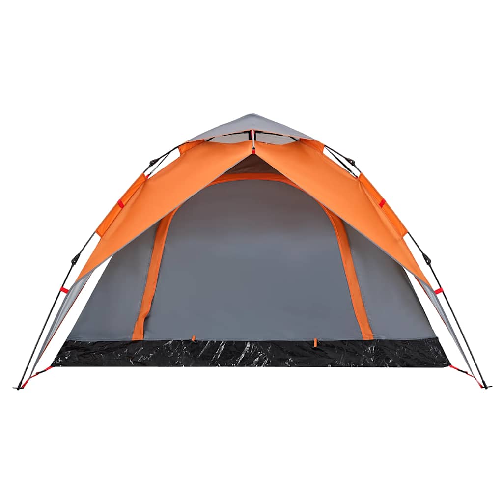 Tenda campismo cúpula 4 pessoas libertação rápida cinza/laranja